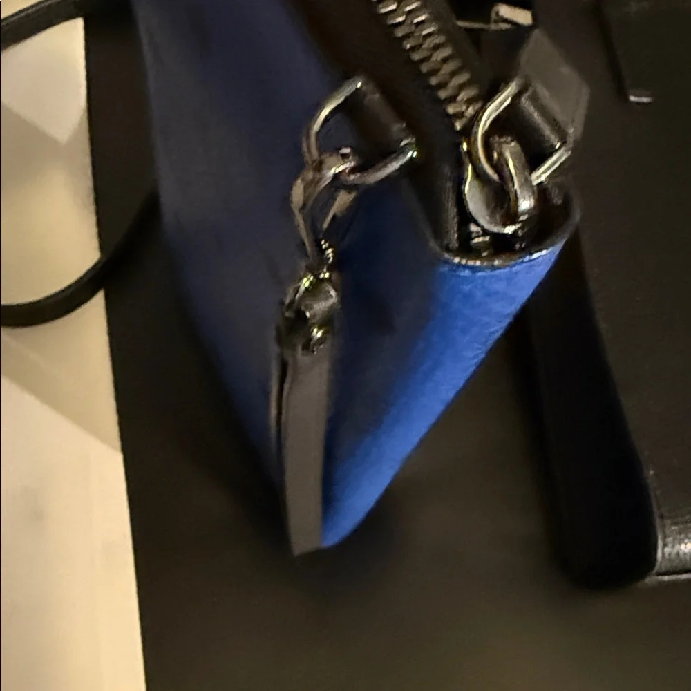 MCM Blue Wristlet Wallet with Gold and Black Stud Accents - Picture 3 of 11